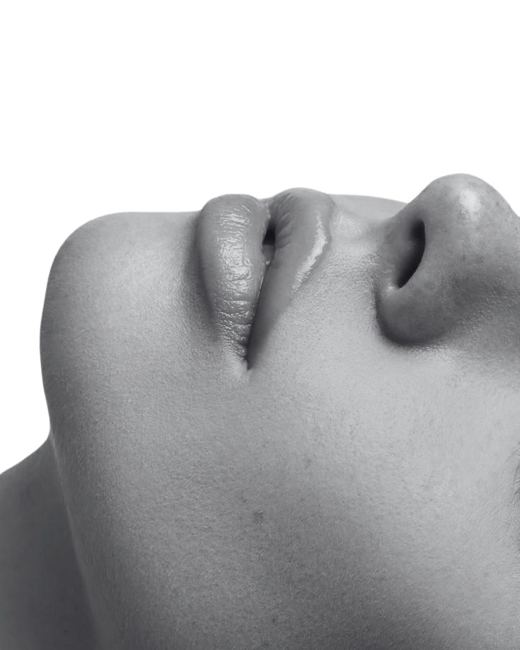 Aesthetics client with eyes closed