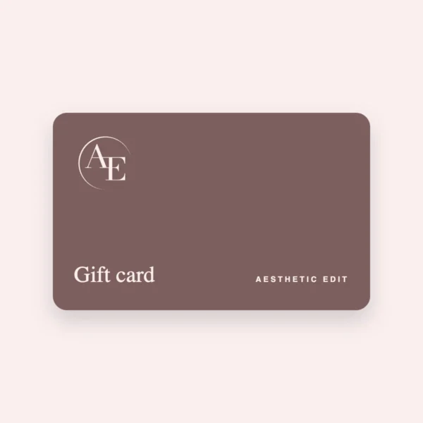 Aesthetic Edit gift card in mauve with the AE monogram